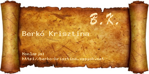Berkó Krisztina névjegykártya